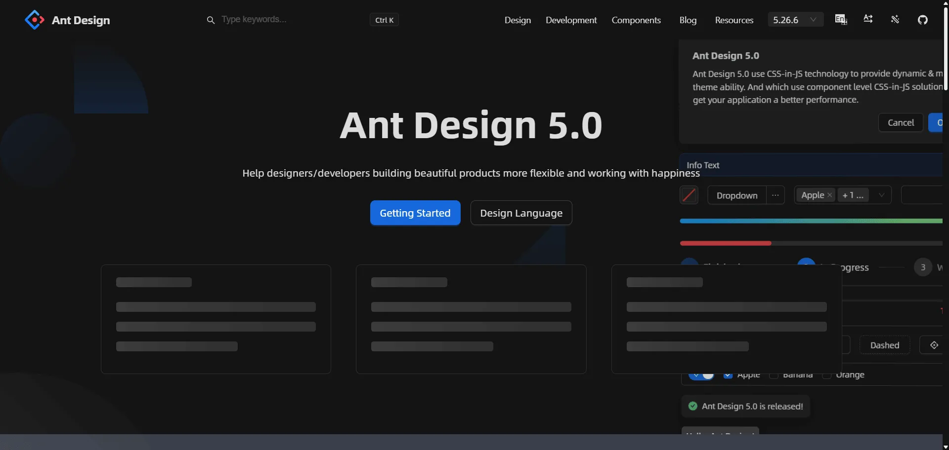 Enterprise-class UI design language and React UI library trusted by thousands React UI framework Ant Design. Built for enterprises, product teams, and developers, it combines a comprehensive set of high-quality React components with enterprise-grade design language and consistency so you can rapidly build scalable and consistent user interfaces, while scalable and production-ready UI solutions and extensive customization and integration capabilities enable seamless integration and customization without the usual design inconsistency headaches. This platform is trusted by the world's second most popular React UI framework, ensuring your projects ship faster, look sharper, and scale effortlessly.