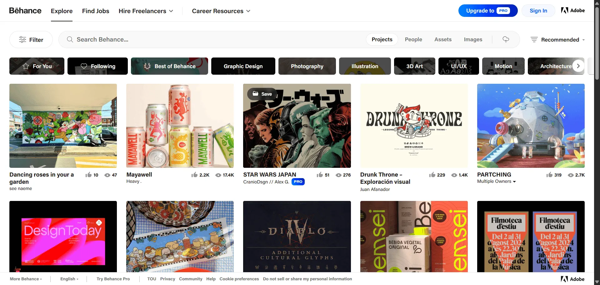 Showcase your creative work on the world's largest creative portfolio platform with Behance. Built for designers, artists, photographers, and creative professionals seeking global exposure, it combines portfolio hosting with community discovery so you can connect with potential clients and collaborators instantly, while curated galleries and Adobe integration enable professional presentation without complex technical setup. The platform supports diverse creative disciplines from graphic design to photography, ensuring your work reaches the right audience through intelligent categorization and search functionality. You can monetize your skills through freelance opportunities, sell creative assets, and build your professional network while accessing inspiration from millions of projects worldwide. This runs on Adobe's trusted infrastructure with 50+ million community members and 5.2M monthly visits, ensuring every portfolio gains maximum visibility, attracts quality opportunities, and connects with industry professionals who value exceptional creative work and authentic artistic expression.