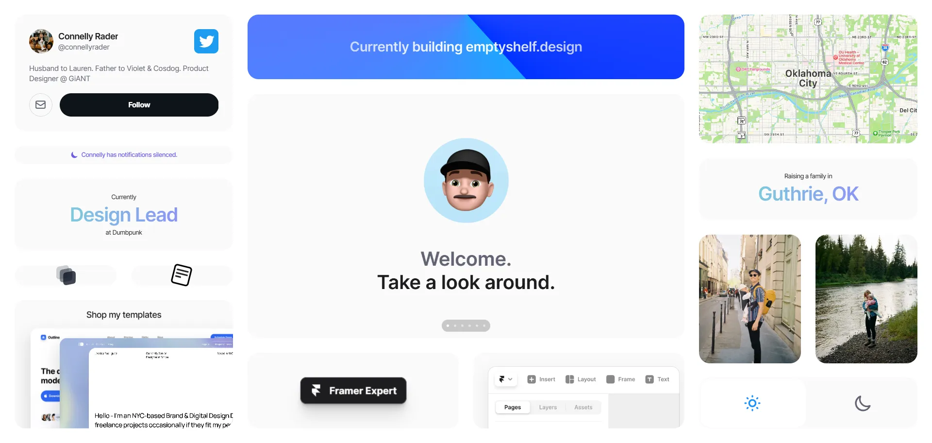 Explore a Bento-style website template made in Framer. Fully customizable and ready to remix for personal or client projects.