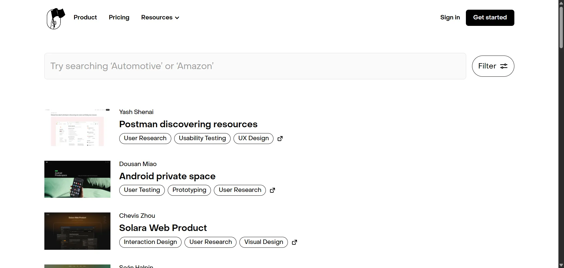 Case studies on user experience, products, processes written by top designers showcasing the thinking process.