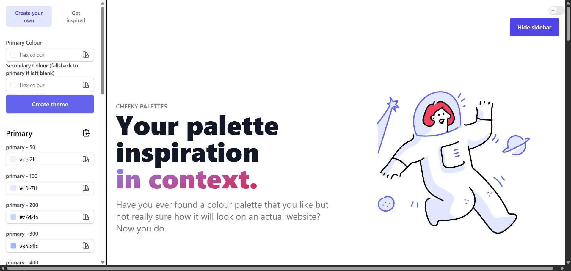 A tool to test and generate colour palettes for websites using Tailwind shades.