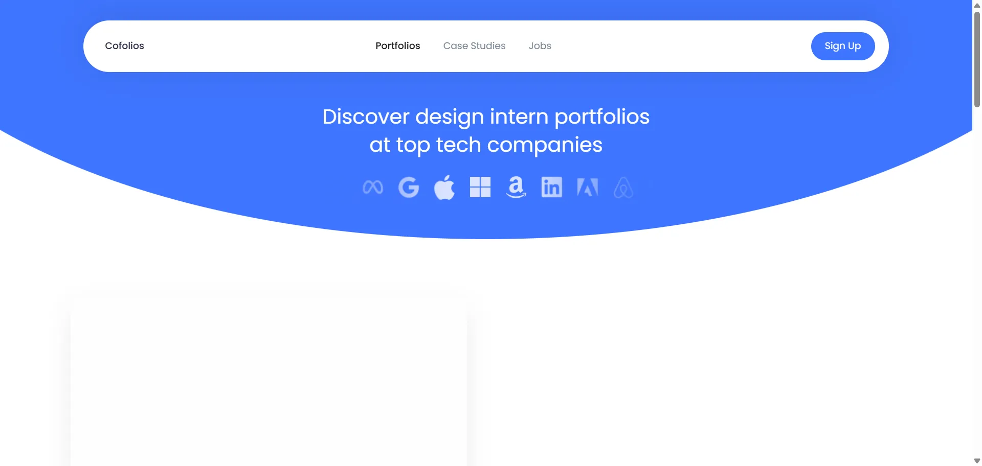 Portfolios of interns working at big tech companies and students in college.