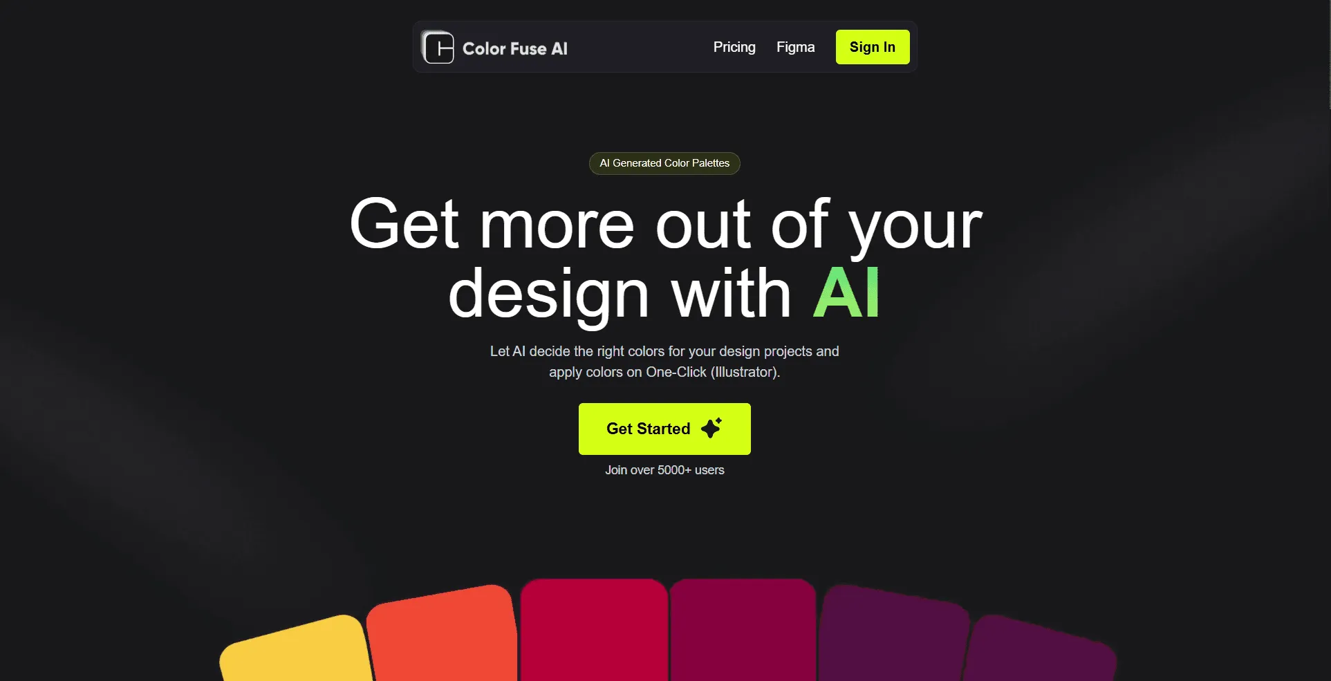 Generate perfect color palettes through natural conversation with ColorFuse AI, the conversational AI color palette generator. Built for designers and creatives who need intelligent color suggestions without endless manual tweaking, this tool combines AI-powered palette generation with direct application to Illustrator, Photoshop, and Figma so you can create harmonious color schemes instantly through simple chat commands, while one-click apply functionality and customizable schemes enable you to implement colors directly into your workflow without copy-pasting hex codes. This runs on a platform trusted by over 5,000 users, ensuring every generated palette considers color theory principles and design best practices that transform your creative process from time-consuming color hunting to effortless palette creation, making professional-grade color selection accessible whether you're designing logos, websites, or complex illustrations.