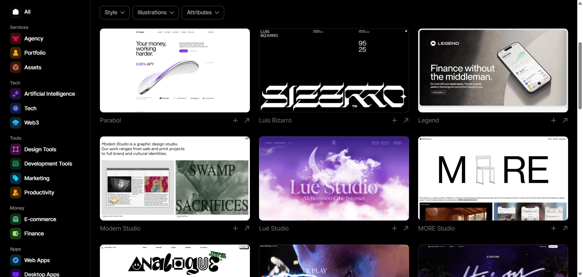Transform endless scrolling through mediocre websites into discovering exceptional design breakthroughs with web design inspiration Curated Design. Built for creative professionals and web designers, this curated gallery combines handpicked quality standards with categorized browsing by style, industry, and visual elements so you can find exactly the aesthetic direction you need, while Pro membership and bookmark features enable seamless project organization without losing track of inspiring discoveries. This runs on a platform trusted by thousands of designers and creatives worldwide, ensuring every project starts with premium inspiration, maintains consistent visual excellence, and delivers results that stand out from generic templated designs. Daily updates keep the collection fresh with the latest digital products and innovative design trends from across the web.