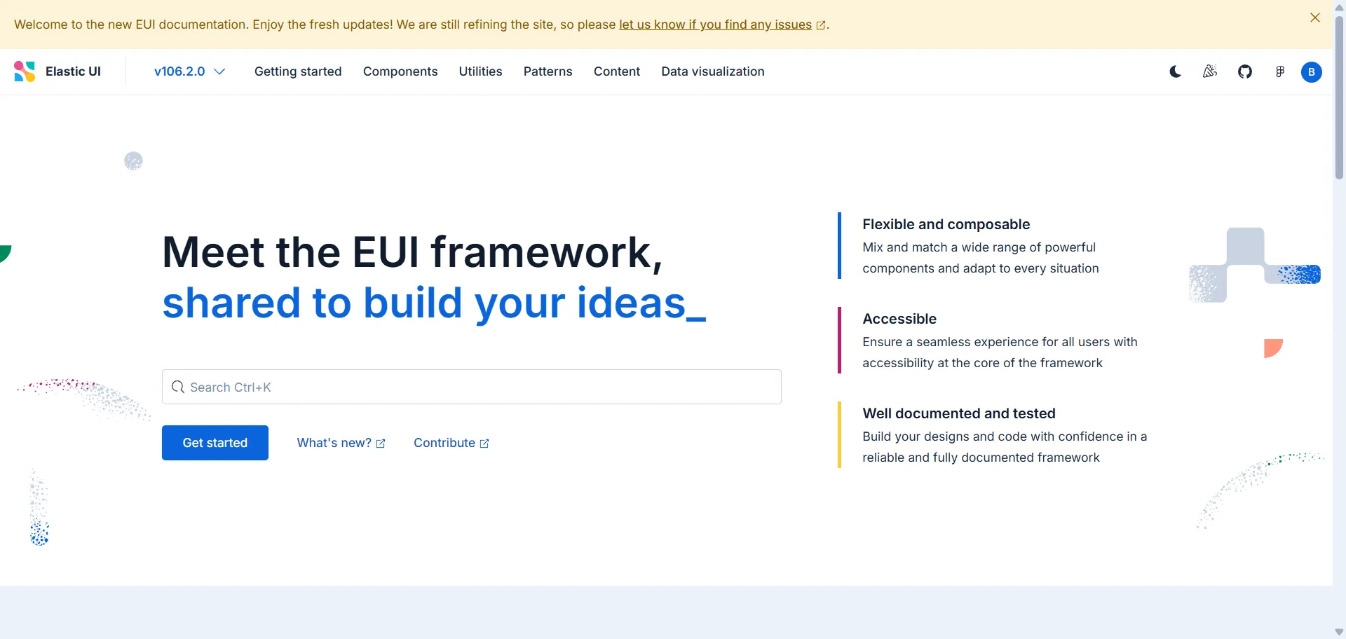 React UI components design system Elastic UI Framework (EUI) transforms complex interface development into seamless user experiences trusted by Elastic's ecosystem. Built for developers creating React applications that need shared branding and aesthetics, it combines 37 reusable components with accessible design patterns so you can build cohesive interfaces efficiently, while TypeScript support and comprehensive theming capabilities enable professional user experiences without rebuilding common patterns. This system operates on dual-licensed open-source platform trusted by Elastic Stack and Kibana products, featuring extensive documentation, SVG icon libraries, and CSS-in-JS integration that makes interfaces more maintainable and scalable across web applications. Whether you're building internal products or scaling design consistency across multiple platforms, this comprehensive design system helps every project ship faster with consistent, accessible interfaces that maintain visual coherence while supporting modern React development standards.