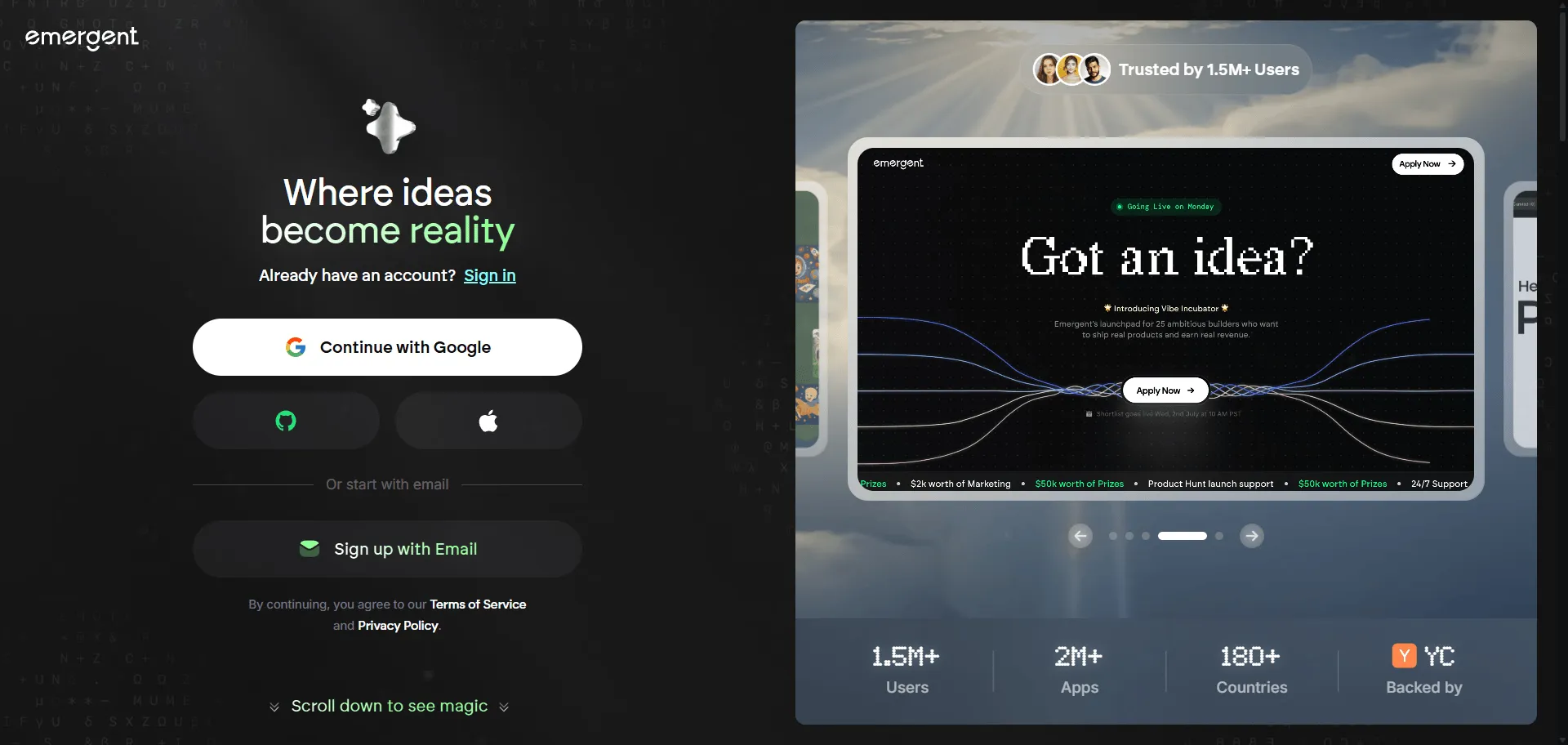Build entire applications from a single prompt with Emergent, the AI app builder that codes, tests, and deploys full-stack software instantly. Built for founders, freelancers, and dev teams, Emergent combines intelligent code generation with built-in backend, auth, and hosting so you can prototype, launch, and scale in hours instead of weeks. The platform’s multi-agent architecture ensures reliable output and production-ready design, while GitHub integration and credit-based flexibility let you stay in control. Backed by rave user reviews for speed and precision, Emergent bridges no-code simplicity with true engineering power—automating setup so you can focus on ideas, not infrastructure.