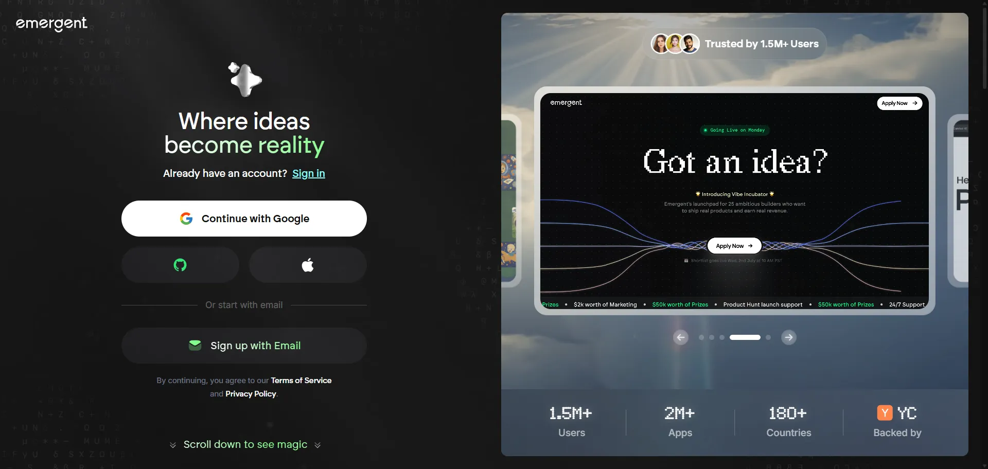 Build entire applications from a single prompt with Emergent, the AI app builder that codes, tests, and deploys full-stack software instantly. Built for founders, freelancers, and dev teams, Emergent combines intelligent code generation with built-in backend, auth, and hosting so you can prototype, launch, and scale in hours instead of weeks. The platform’s multi-agent architecture ensures reliable output and production-ready design, while GitHub integration and credit-based flexibility let you stay in control. Backed by rave user reviews for speed and precision, Emergent bridges no-code simplicity with true engineering power—automating setup so you can focus on ideas, not infrastructure.