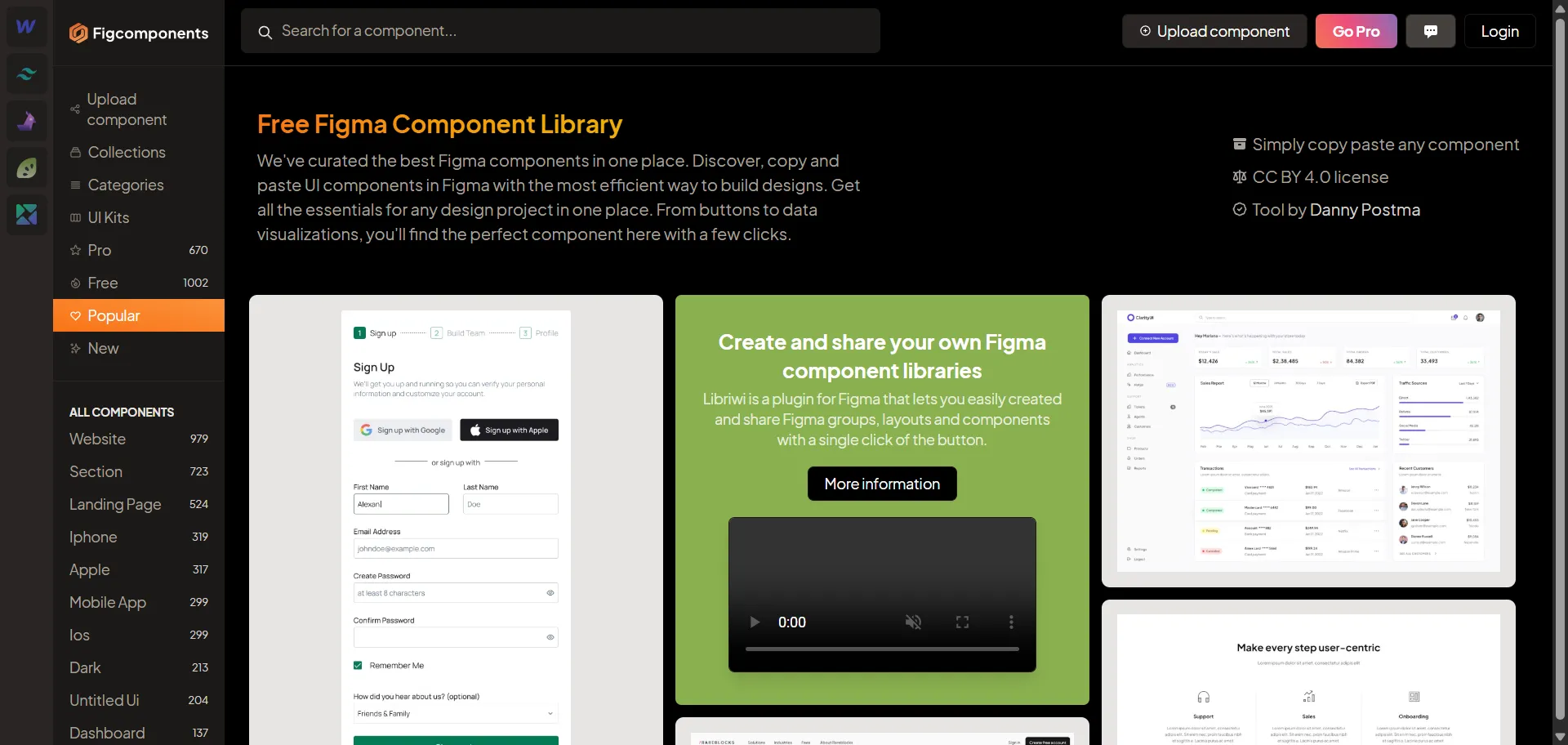 Figcomponents is a one-stop, free library of high-quality Figma components tailored for UI/UX creators. Designers can effortlessly browse, copy and paste ready-made elements—from buttons and tables to full landing sections. With a growing catalog of both free and pro kits, it’s the ultimate time-saver for fast, consistent prototyping. 