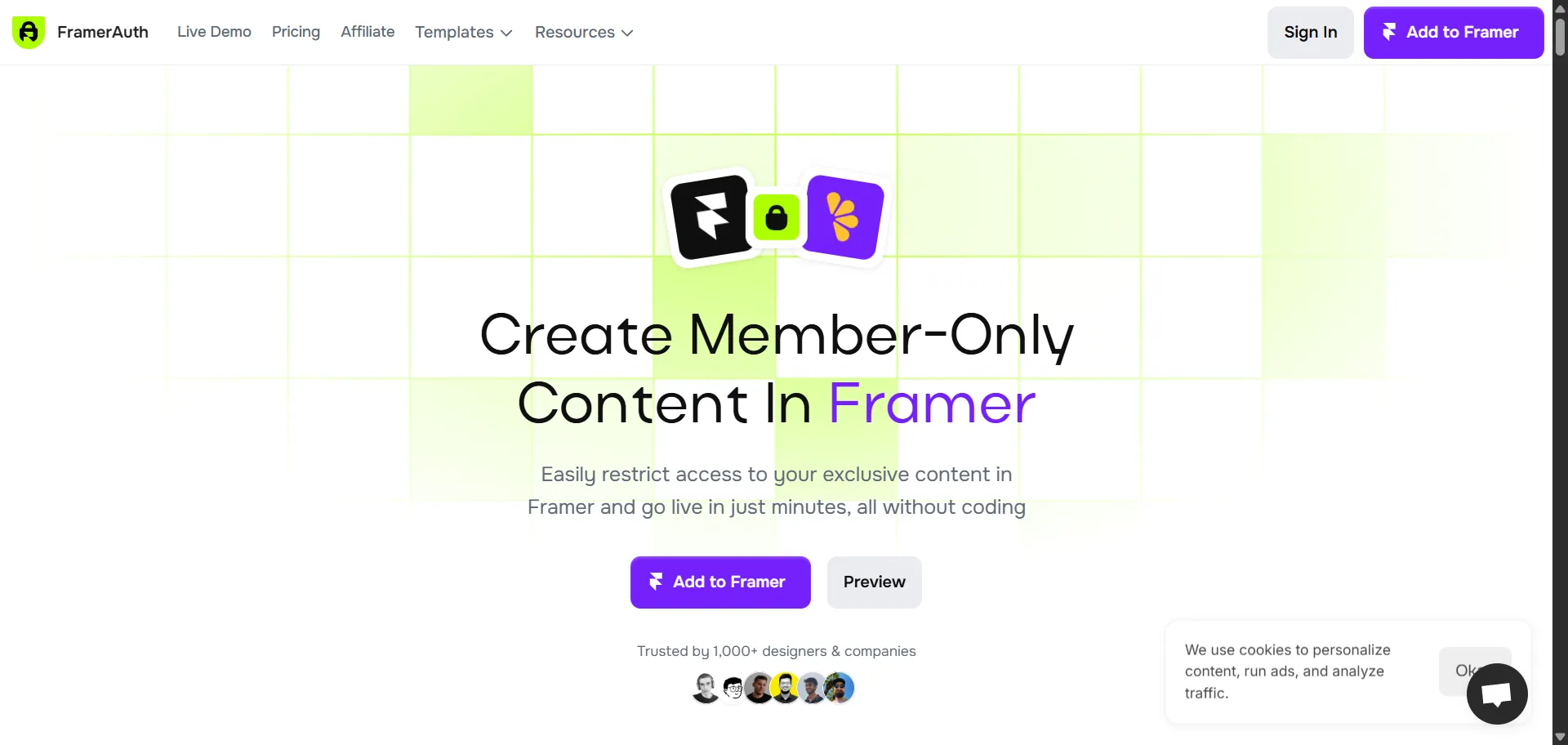 Provides authentication solutions for Framer projects. Includes login, signup, and user management features.