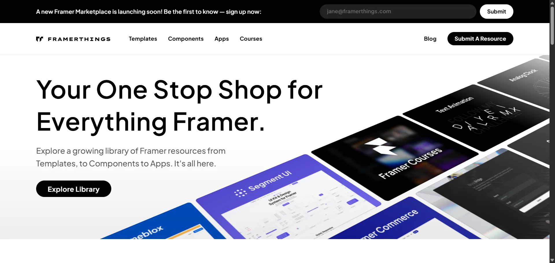 Access professionally made Framer components, templates, courses, and apps. Build faster with high-quality resources for every project stage.
