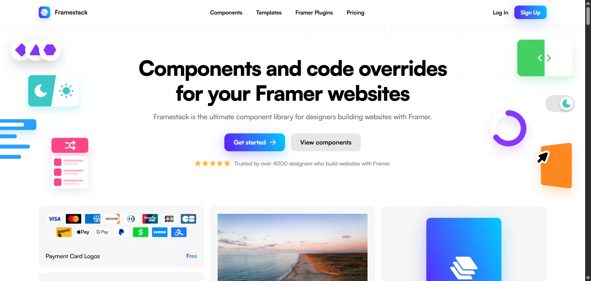 Offers a collection of stackable components for Framer. Simplifies the creation of modular designs.