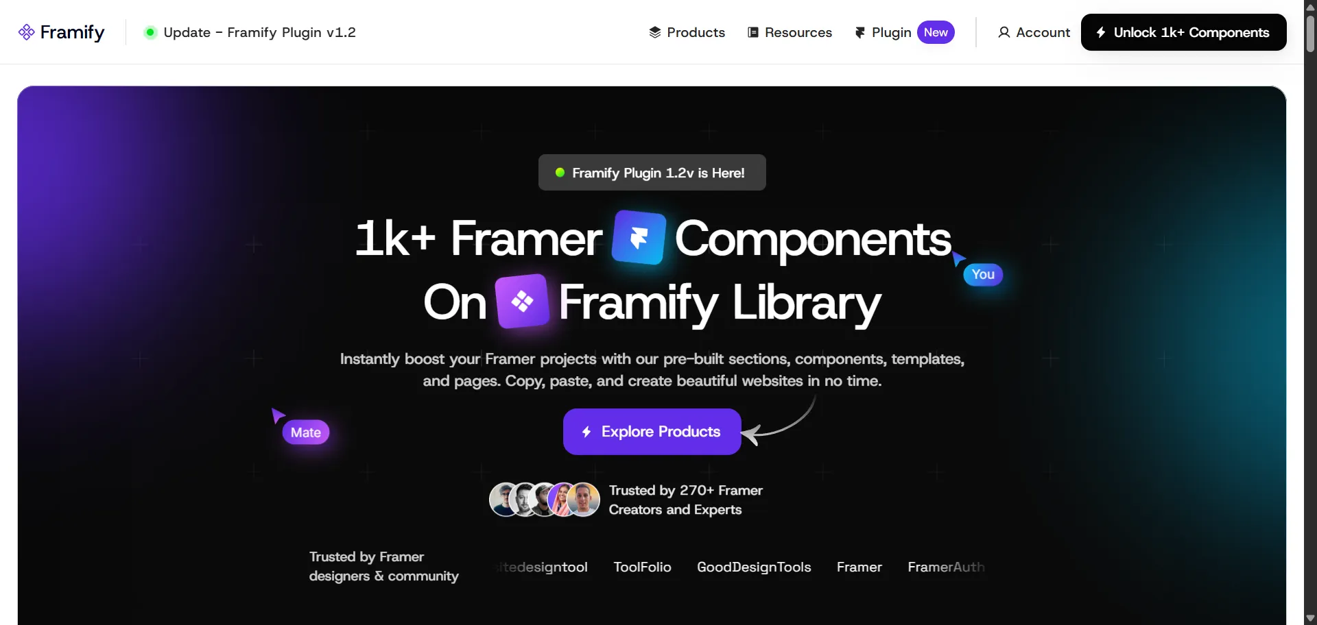 Delivers ready-to-use website components and templates for Framer. Streamlines web development with pre-built, customizable design elements.