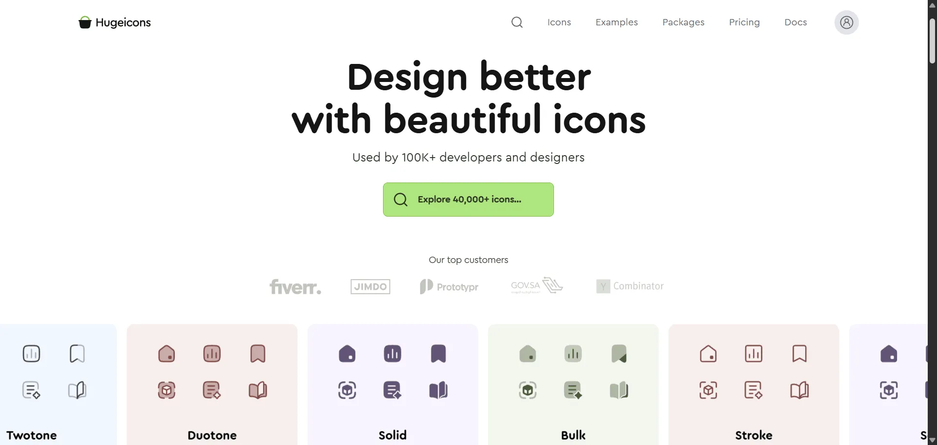 Hugeicons icon library delivers 40,000+ professionally crafted icons that solve the frustration of limited, inconsistent icon options across your design systems. Built for product designers, front-end developers, and creative teams working in fast-paced environments, it combines instant Figma plugin access with smart keyword search so you can discover the right icon within seconds, while 9 unique styles including stroke, solid, duotone, and bulk variations enable consistent visual language without manual redrawing. The platform supports React, Vue, Angular, Flutter, WordPress, and VS Code with tree-shakable npm packages, ensuring lightweight performance that scales. Trusted by 100K+ developers and designers worldwide, this comprehensive solution transforms how teams maintain design consistency, accelerate prototyping workflows, and ship production-ready interfaces across web, mobile, and desktop platforms.