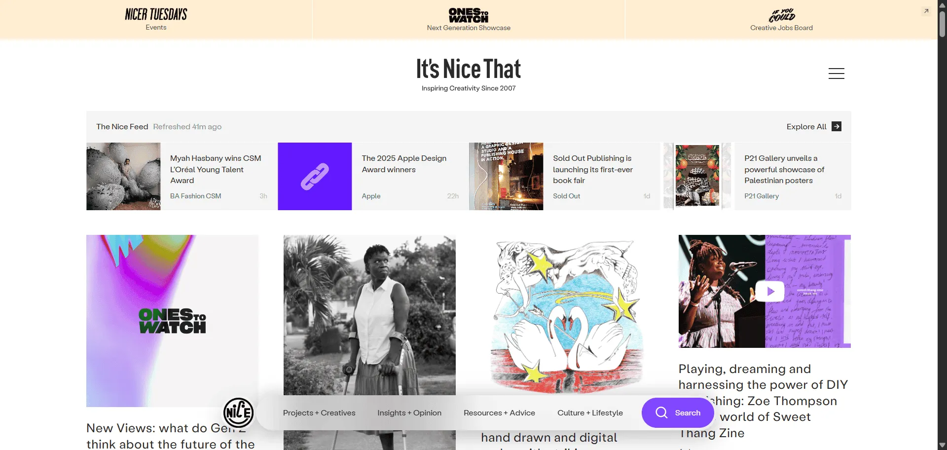 Stop settling for scattered creative references when curated editorial delivers targeted design inspiration with design inspiration from It's Nice That. Built for designers, artists, and creative professionals, it combines daily work showcases with in-depth features so you can discover breakthrough projects and industry insights instantly, while Nicer Tuesdays events and award-winning podcast enable comprehensive creative development without endless browsing. This runs on a platform reaching over 8.3 million people monthly and winner of Lovie Awards Gold for Best Interview/Talk Show, ensuring every project ships faster, looks sharper, and scales effortlessly. The global creative community platform champions tens of thousands of creatives through daily articles, quarterly Printed Pages magazine, and live events series, giving you access to unmatched creative talent networks and influential industry voices that transform inspiration into actionable creative growth