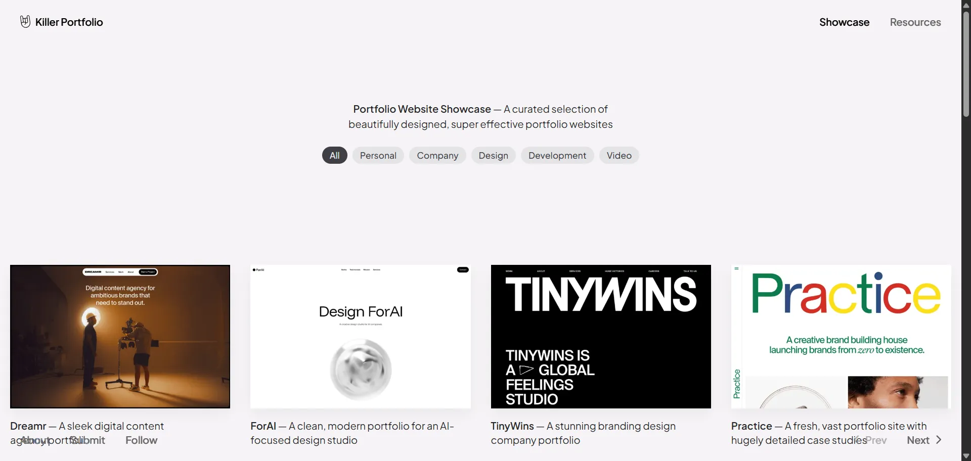 A collection of portfolios of agencies, designers & independednt web developers.