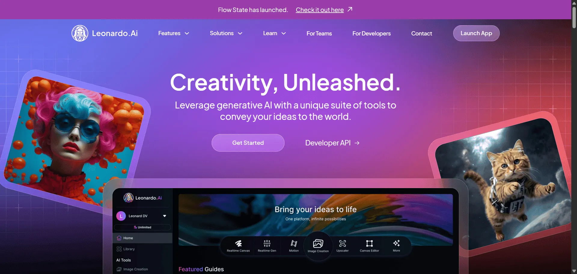 Transform creative workflows from concept to completion with AI image generator Leonardo AI. Built for creators, designers, and businesses demanding production-ready assets, it combines Phoenix foundational model precision with AI Canvas editing so you can generate stunning visuals instantly, while 3D texture generation and video creation enable comprehensive content production without technical limitations. The platform supports custom model training with your own datasets, ensuring brand consistency across gaming assets, marketing materials, and architectural designs. You can access real-time canvas editing, motion graphics, and batch generation while maintaining complete creative control through intuitive prompts and style parameters. This runs on infrastructure trusted by 19+ million registered users generating 4.5+ million images daily, with Canva acquisition backing ensuring every project delivers professional results that scale seamlessly across web, print, and social media applications through cutting-edge generative AI technology.