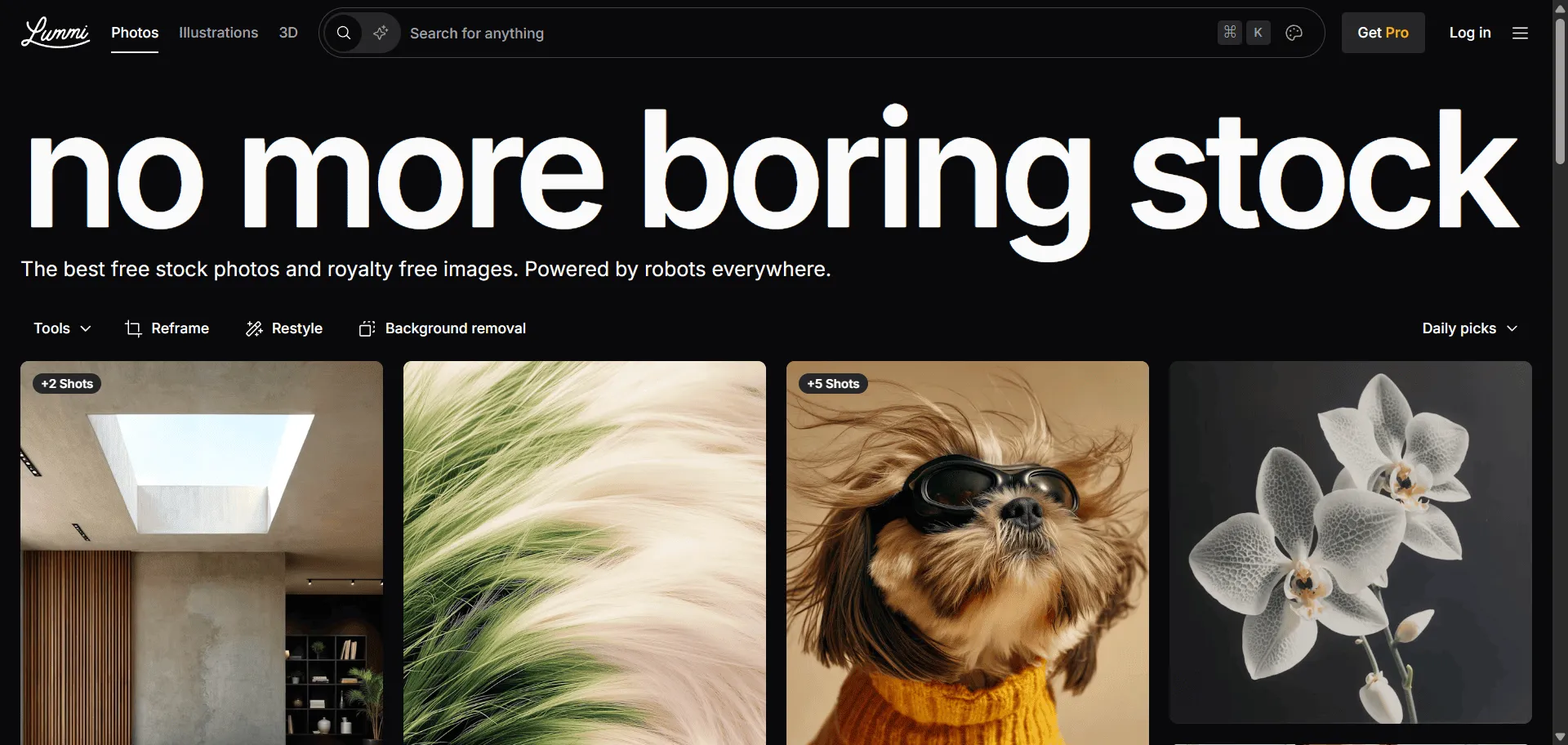 Transform boring design chaos into stunning visual content with AI stock images Lummi. Built for designers, marketers, and content creators, it combines curated AI-generated imagery with advanced filtering capabilities so you can find perfect visuals in seconds, while reframe tools and background removal enable seamless customization without technical barriers. The platform offers over 100,000 high-quality images across photos, illustrations, and 3D models, allowing you to access royalty-free content through intuitive search filters for color, orientation, lighting, and number of people. Advanced features include duotone effects, brightness adjustments, and Figma integration that streamlines creative workflows. This runs on a platform trusted by thousands of designers worldwide with 667.4K monthly visits, ensuring every project loads faster, appears sharper, and scales effortlessly across digital marketing, web design, and creative industries.