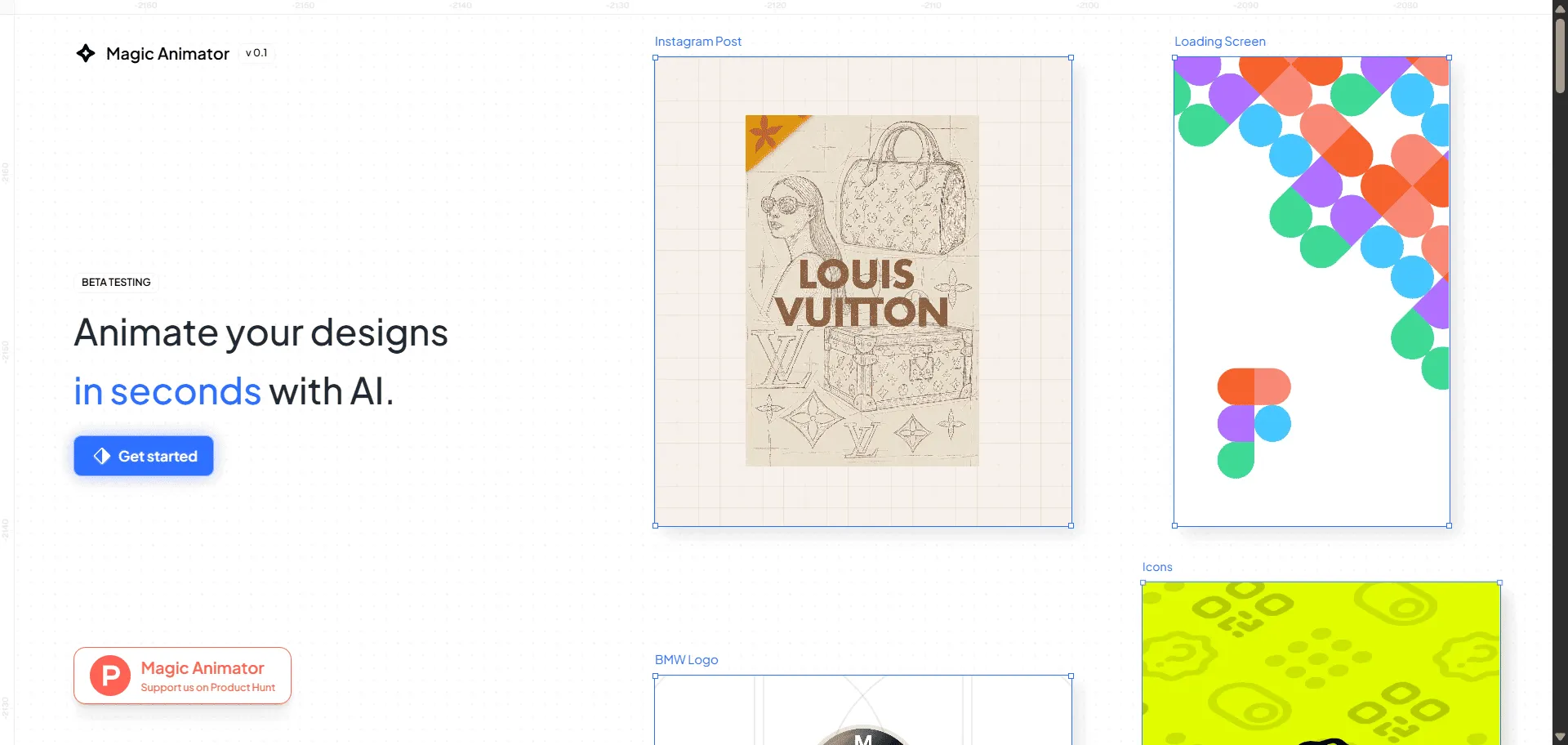 Turn static designs into captivating animations without wrestling with complex keyframes using Magic Animator AI animation tool. Built for designers, marketers, and product teams seeking effortless motion graphics, this revolutionary Figma plugin combines AI-powered generation with one-click automation so you can create four unique animation variations instantly from any design, while editable keyframes and chat-based customization enable precise control without technical animation expertise. The platform features seamless integration with Figma, Canva, and Adobe Express alongside multi-format exports including MP4, GIF, and Lottie for web development. From animated logos and social media posts to UI micro-interactions and brand elements, you can bring any visual to life in seconds rather than hours. This runs on a platform earning 4.8 stars on Product Hunt with #1 launch day ranking and trusted by design teams at Netflix and Google, ensuring every project ships faster, looks sharper, and scales effortlessly across modern creative workflows.