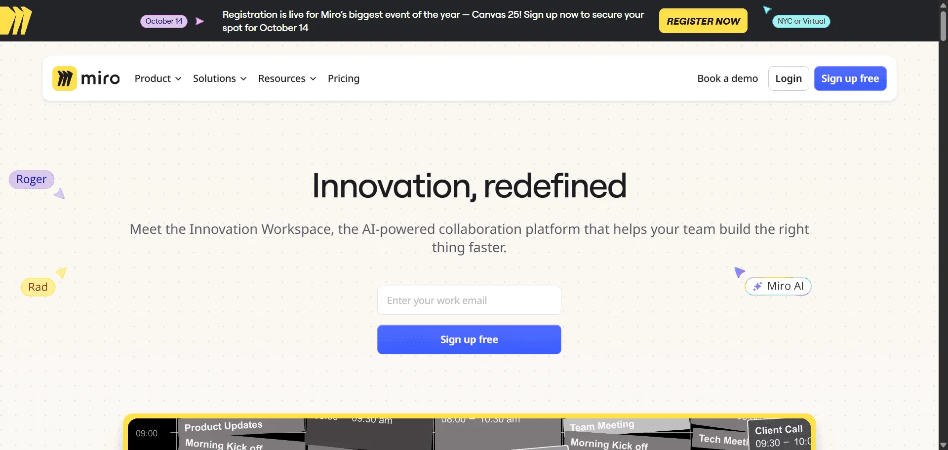 Transform scattered remote workflows into unified innovation powerhouse when AI-powered visual intelligence delivers targeted collaboration platform with collaboration platform from Miro. Built for distributed teams, product managers, and creative professionals seeking seamless coordination, it combines infinite canvas technology with real-time collaboration tools so you can brainstorm, plan, and execute projects from anywhere instantly, while 300+ templates and advanced integrations with Microsoft, Google, and Atlassian enable comprehensive workflow management without switching platforms. This runs on a platform trusted by over 90 million users across 200,000 organizations including Nike, Ikea, and Deloitte with 4.8/5 G2 rating from 5,134+ reviews, ensuring every project ships faster, looks professional, and scales strategically. The comprehensive innovation workspace spans everything from agile ceremonies and product roadmapping to customer journey mapping and system diagramming through intuitive drag-and-drop interface, giving you direct access to collaborative intelligence that separates high-performing distributed teams from fragmented remote workflows across contemporary digital transformation.