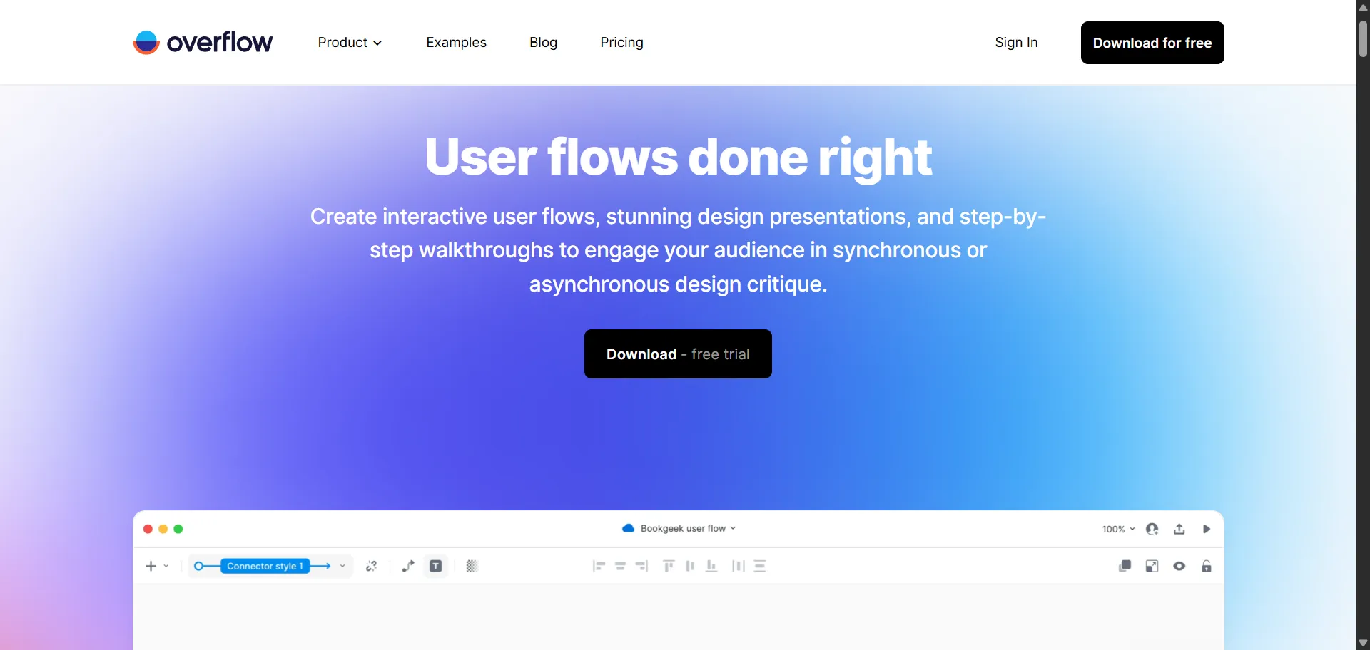 A tool that helps you create and share interactive user flows and design presentations from your designs