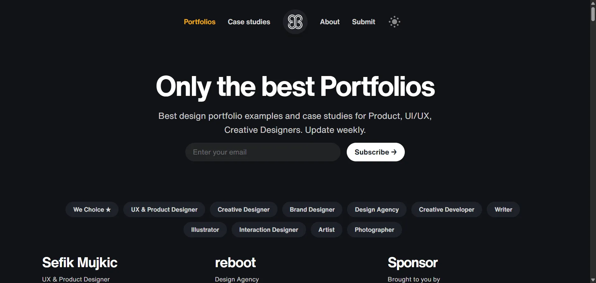 Discover exceptional creative work through design portfolio examples from Pafolios. Built for UX/UI designers, product designers, and creative professionals seeking real-world inspiration, it combines 320+ curated case studies with weekly portfolio updates so you can analyze award-winning design processes instantly, while Portfolio of the Day recognition and designer categorization enable targeted learning without overwhelming content searches. The platform showcases work from designers at top companies like Amazon, Google, and Meta, ensuring your skills stay current with industry-leading design approaches and contemporary portfolio standards. You can explore portfolios organized by specific roles including product designers, creative designers, and UX specialists while accessing detailed case studies that reveal design methodologies and problem-solving strategies. This runs on a curation system trusted by design professionals worldwide and featured across YouTube design channels, ensuring every portfolio visit delivers authentic inspiration that elevates your design thinking, portfolio quality, and understanding of successful case study presentation standards.