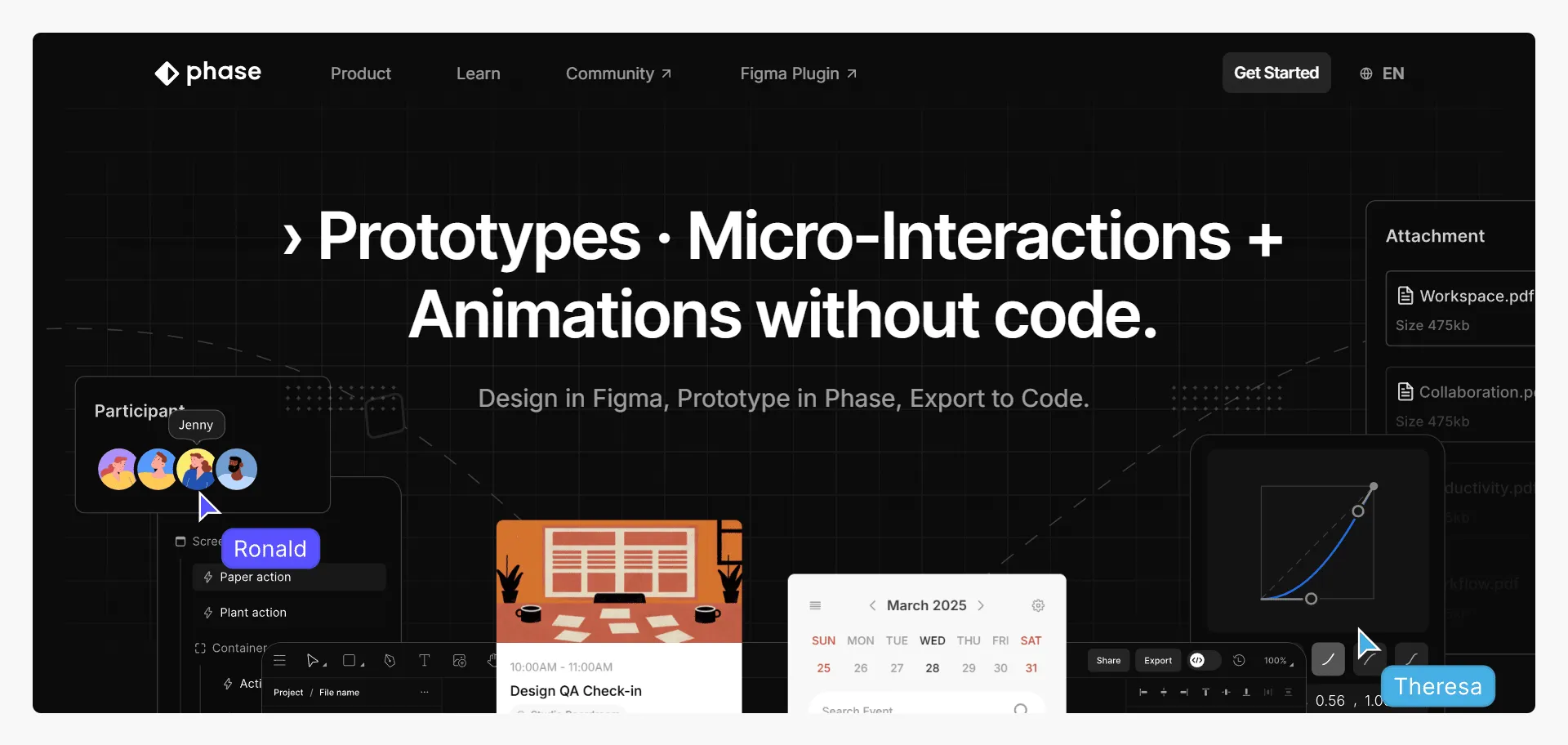 Build complete interactive prototypes without endless developer handoffs using Phase advanced prototyping platform. Built for UI/UX designers and product teams seeking seamless collaboration, this no-code tool combines keyframe animations with micro-interactions so you can create fully functional prototypes that match 100% of your final product vision, while automatic code export and real-time collaboration enable direct production deployment without engineering bottlenecks. The platform features seamless Figma integration, complex gesture support, and layer-based interactions alongside export capabilities for React, Vue, and production-ready code formats. Founded by serial entrepreneur Nick Budden in 2017, Phase evolved from animation tool to comprehensive prototyping platform with major updates in June 2025 including advanced prototyping and code export features. This runs on a platform backed by $13 million in funding from Gobi Partners and 500 Global, ensuring every project ships faster, looks sharper, and scales effortlessly across modern design workflows.