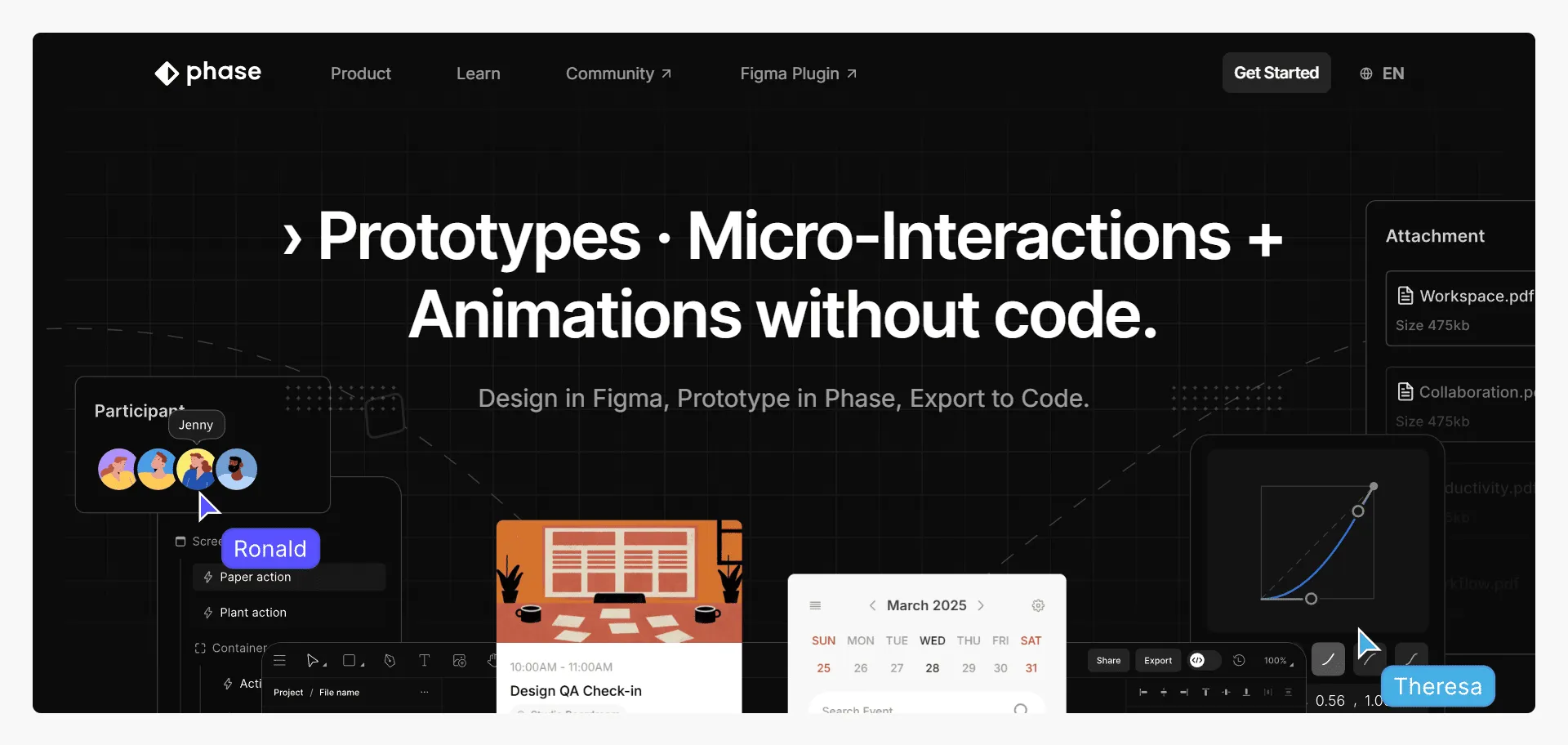 Build complete interactive prototypes without endless developer handoffs using Phase advanced prototyping platform. Built for UI/UX designers and product teams seeking seamless collaboration, this no-code tool combines keyframe animations with micro-interactions so you can create fully functional prototypes that match 100% of your final product vision, while automatic code export and real-time collaboration enable direct production deployment without engineering bottlenecks. The platform features seamless Figma integration, complex gesture support, and layer-based interactions alongside export capabilities for React, Vue, and production-ready code formats. Founded by serial entrepreneur Nick Budden in 2017, Phase evolved from animation tool to comprehensive prototyping platform with major updates in June 2025 including advanced prototyping and code export features. This runs on a platform backed by $13 million in funding from Gobi Partners and 500 Global, ensuring every project ships faster, looks sharper, and scales effortlessly across modern design workflows.