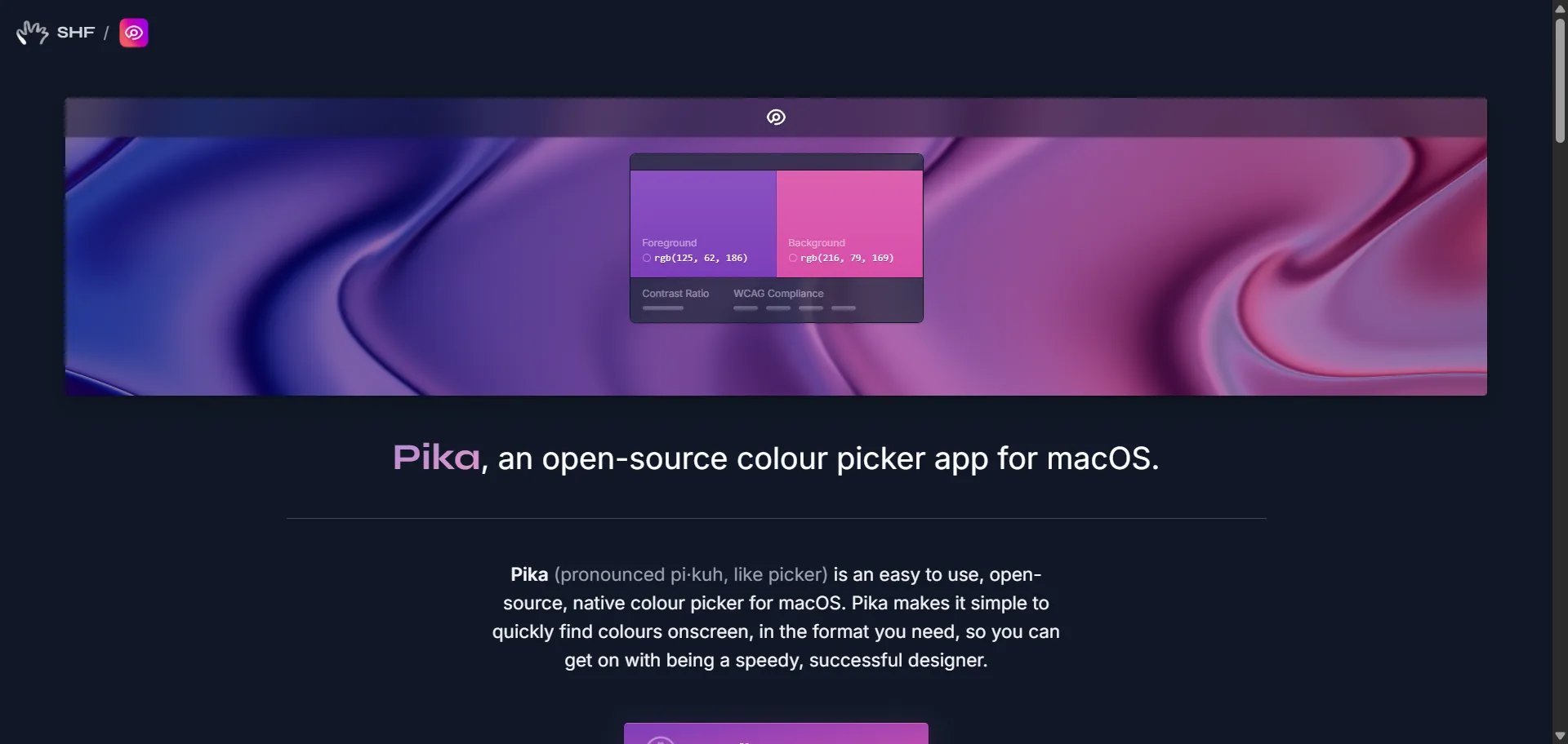 A macOS app that lets you pick and compare colours on the screen, with various features and formats. It also shows user reviews and feedback.