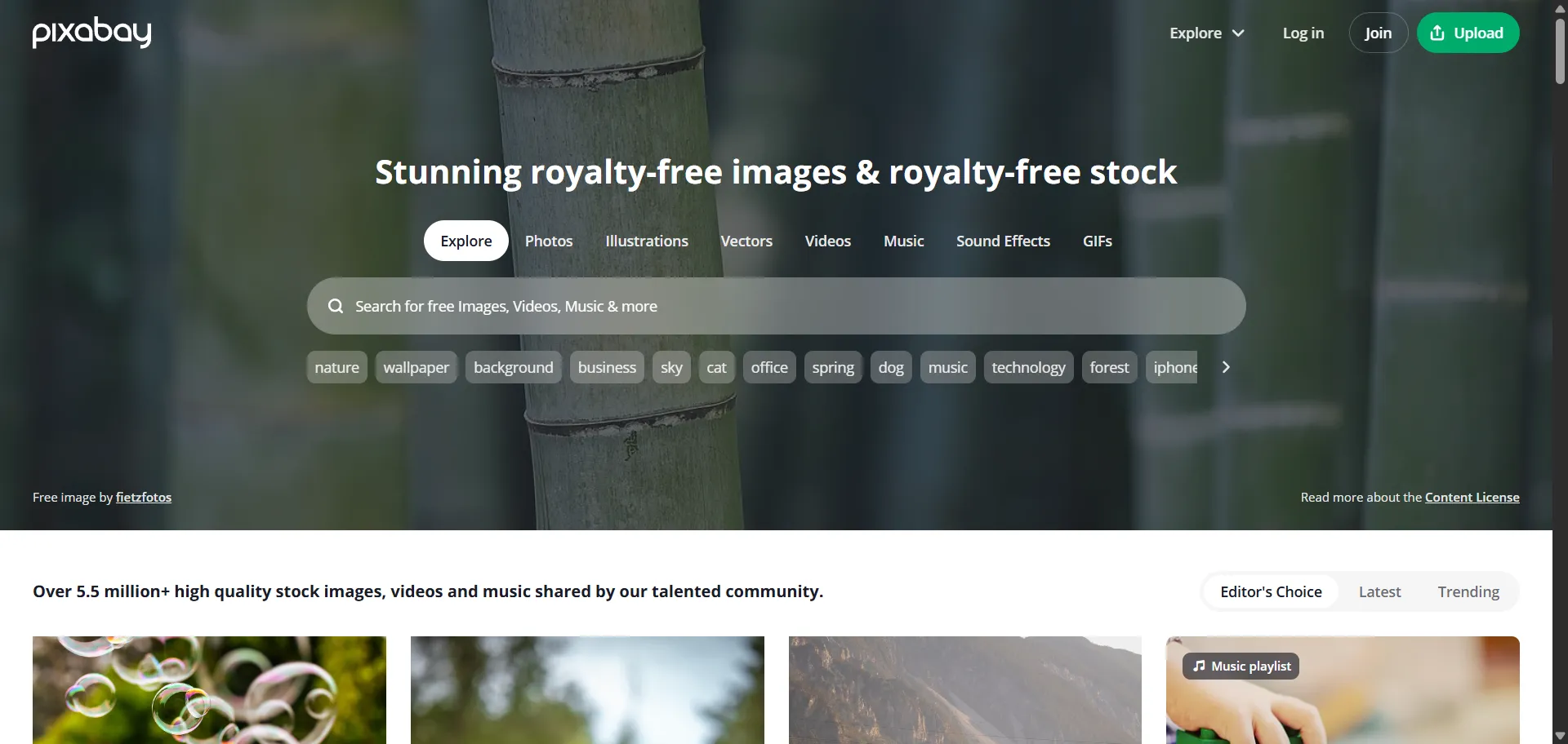 Pixabay is a free stock photo and video sharing community that offers a large collection of high-quality images and videos. All content on Pixabay is released under the Pixabay License, allowing users to use the media for free, even for commercial purposes, without needing attribution.