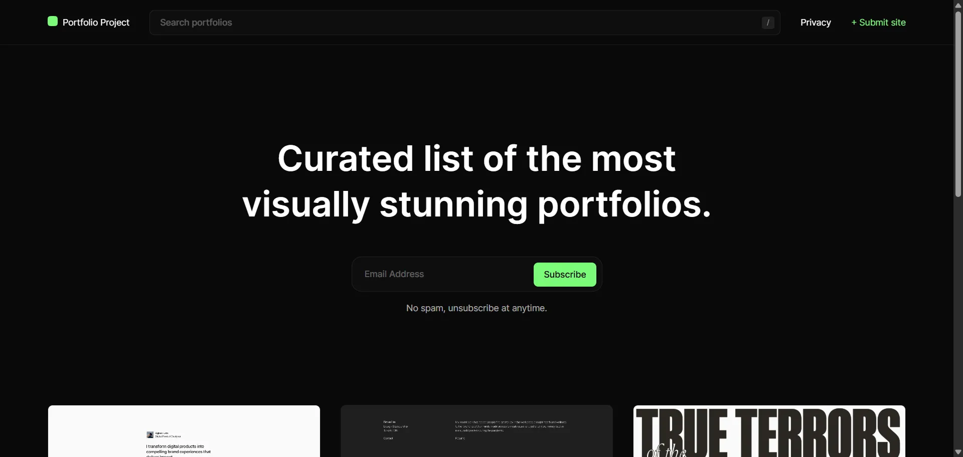 Curated list of the most visually stunning portfolios.