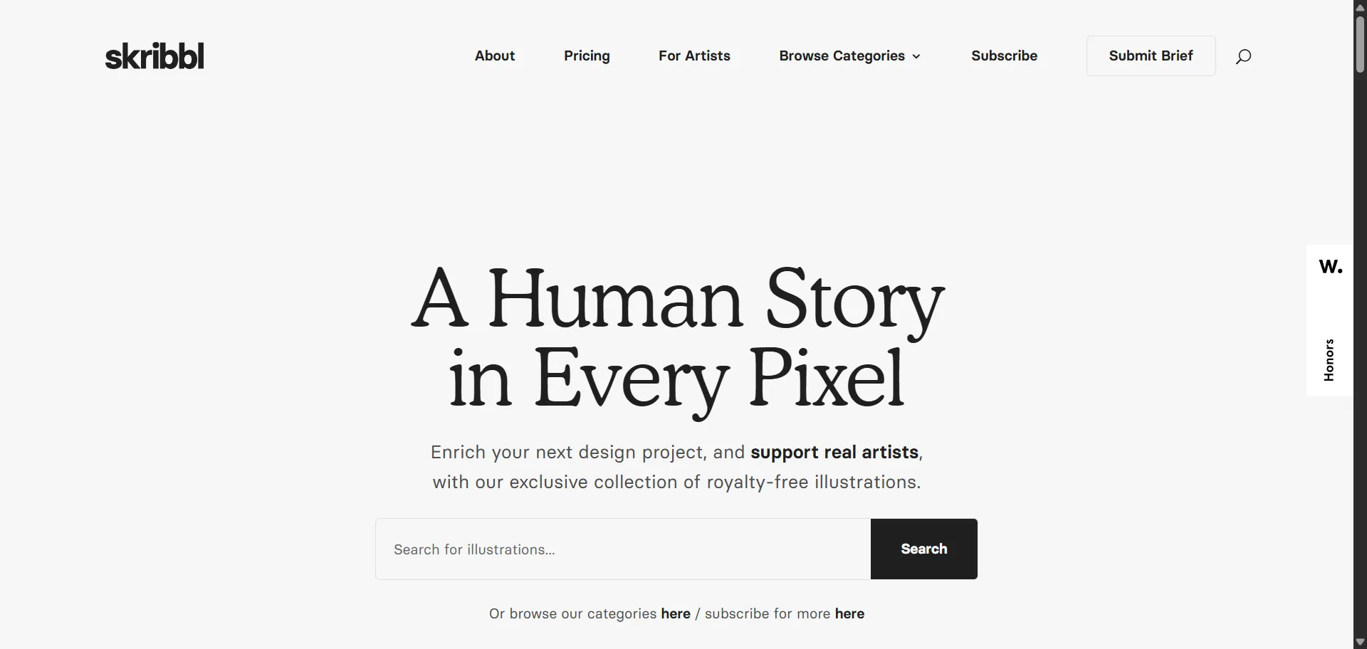 You get features of various categories of illustration packs, such as education, food, health, holidays, nature, people, travel, and abstract. It also offers a weekly email subscription and some art & design features.