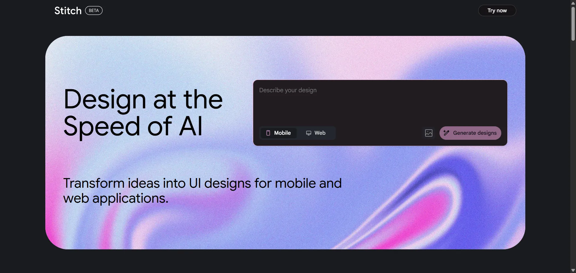 Stitch is an AI-powered tool that turns your app ideas into ready-to-code UIs quickly. Just describe your design, upload a sketch, or photo, and it generates polished mockups with exportable HTML/CSS. You can try different styles, use preset themes, and send designs to Figma for editing. Free with generous limits, Stitch speeds up design and development, making it easy for anyone to create beautiful, functional interfaces fast.