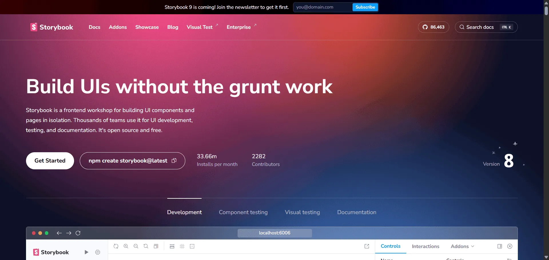 Transform UI development without complex integration barriers through Storybook's comprehensive frontend workshop platform. Built for developers and design teams, this open-source tool combines component isolation with automated testing capabilities so you can build bulletproof interfaces instantly, while visual testing and documentation features enable consistent design systems without workflow disruption. From React to Angular components, each element develops independently through streamlined stories that capture edge cases and power automated tests. This runs on a platform trusted by over 35 million monthly installs and thousands of teams at Airbnb, Lyft, Slack, Twitter, and NASA, ensuring every component ships with professional testing coverage, looks pixel-perfect across breakpoints, and scales effortlessly across design systems like Shopify Polaris, IBM Carbon, and Salesforce Lightning through industry-standard integrations that require zero workflow changes.