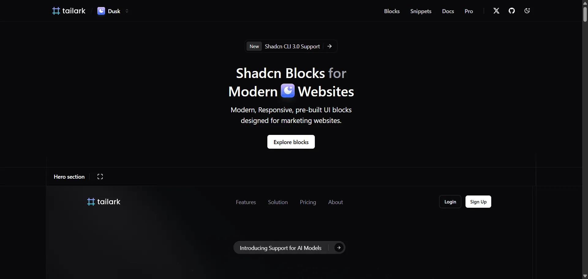 Tailark, shadcn marketing blocks, solves for slow marketing site builds with 100+ pre-built, fully responsive Tailwind UI sections ready for instant deployment. Built around shadcn standards and MIT-licensed, you get deployable, modern blocks—hero, team, features, pricing, and more—with a single command instead of hand-coding layouts. Developers targeting React and Next.js ship beautiful, accessible marketing pages rapidly while customizing themes without design gridlock. Trusted by the open-source community and up-to-date for Tailwind v4.