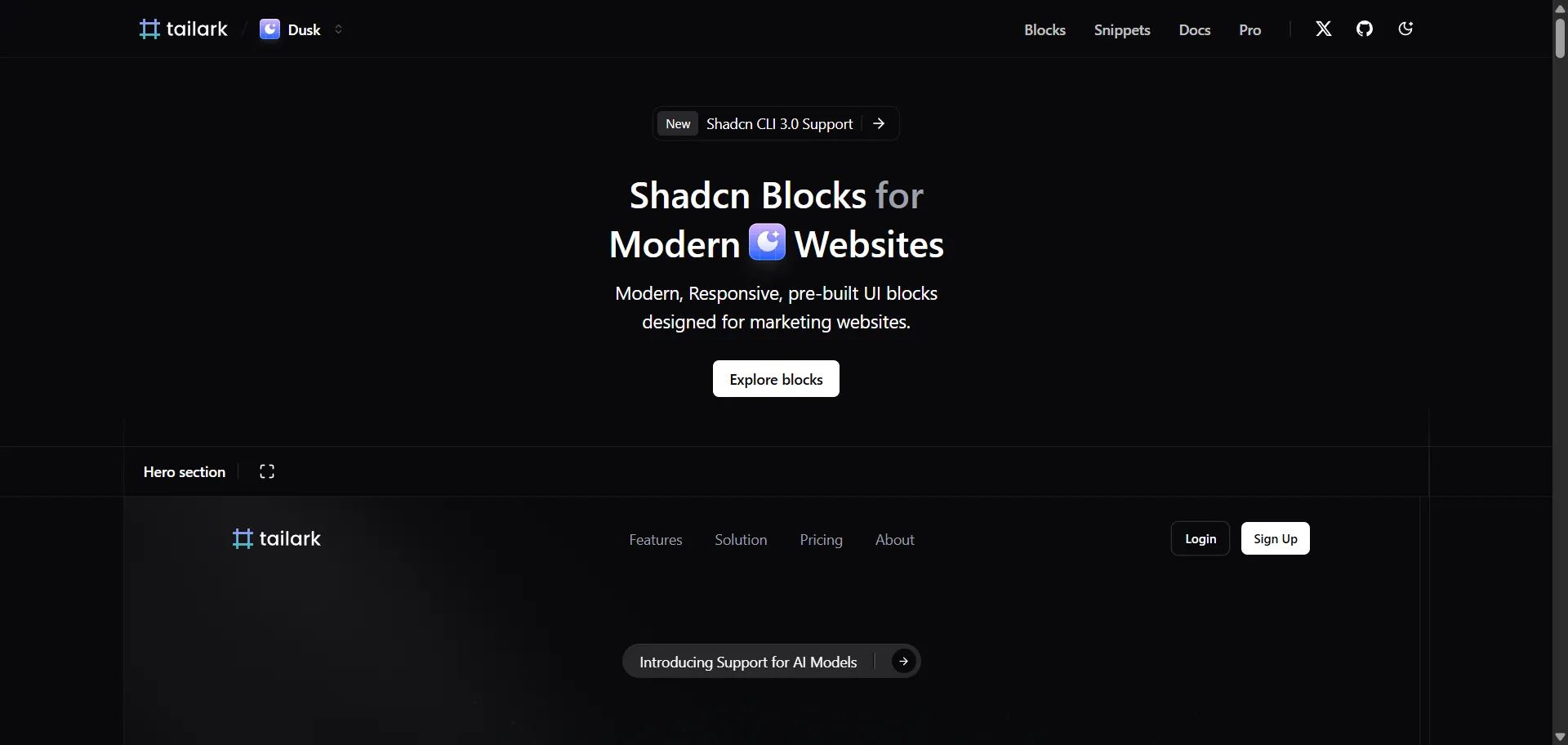 Tailark, shadcn marketing blocks, solves for slow marketing site builds with 100+ pre-built, fully responsive Tailwind UI sections ready for instant deployment. Built around shadcn standards and MIT-licensed, you get deployable, modern blocks—hero, team, features, pricing, and more—with a single command instead of hand-coding layouts. Developers targeting React and Next.js ship beautiful, accessible marketing pages rapidly while customizing themes without design gridlock. Trusted by the open-source community and up-to-date for Tailwind v4.