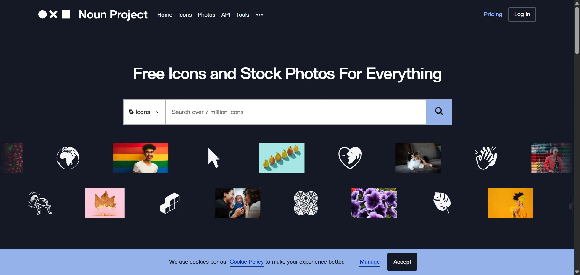 Aggregates a vast collection of icons and symbols from global designers. Provides diverse styles and licensing options for various communication needs.