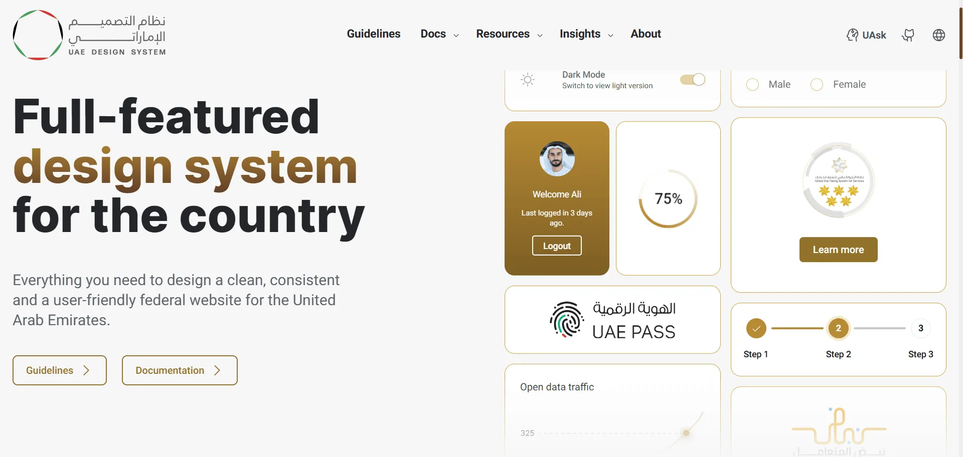 UAE Design System eliminates fragmented government interfaces into accessible user experiences through comprehensive federal design framework. Built for federal government entities and developers, this mandatory design system combines WCAG compliance components with modular architecture so you can build government websites faster, while accessibility standards and unification guidelines enable consistent branding without compliance complexity. This runs on a platform trusted by UAE federal government with research-backed foundations, ensuring every project ships faster, looks sharper, and scales effortlessly through government-approved standards.