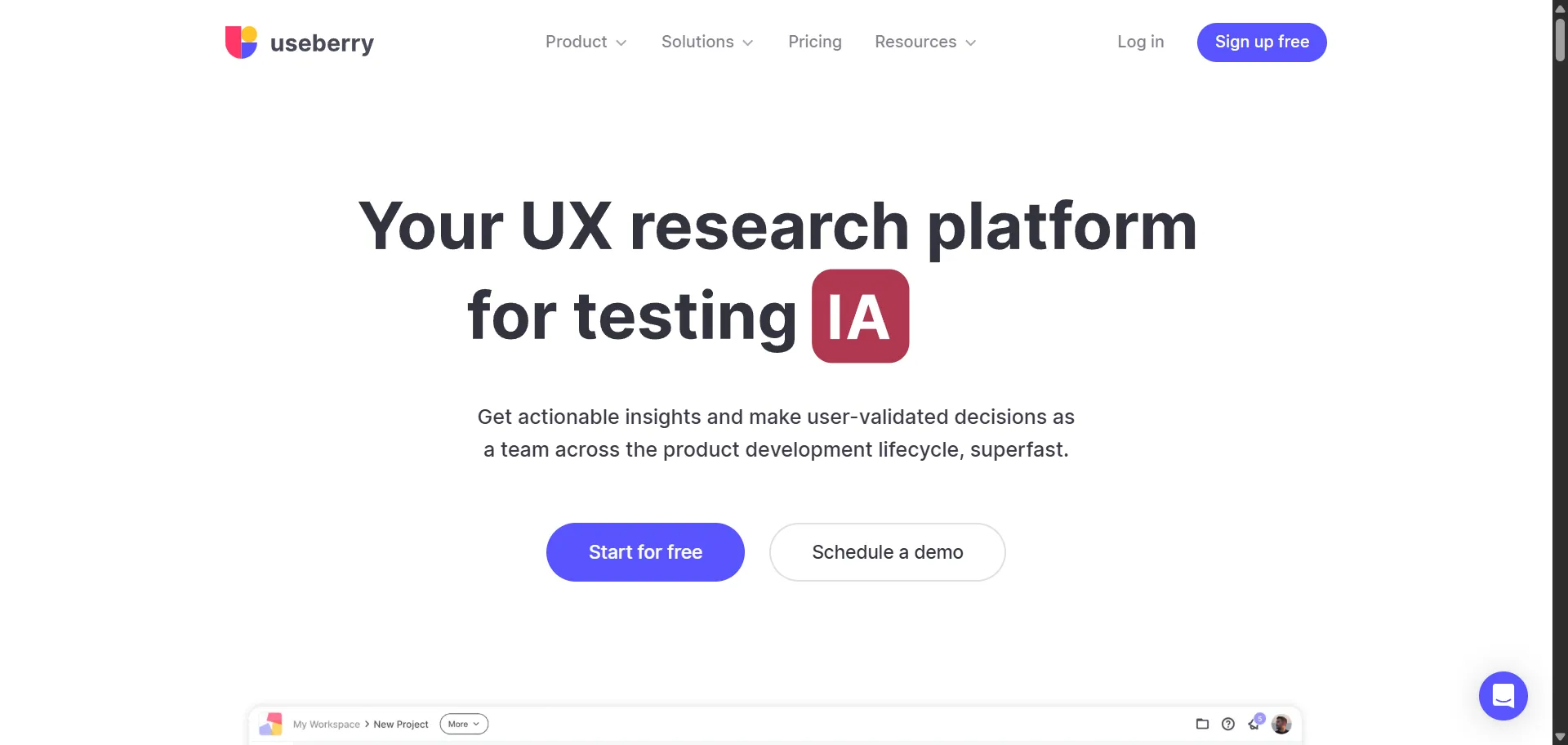 A UX research platform that offers various tools and methods to collect user insights and validate solutions across the product development lifecycle.