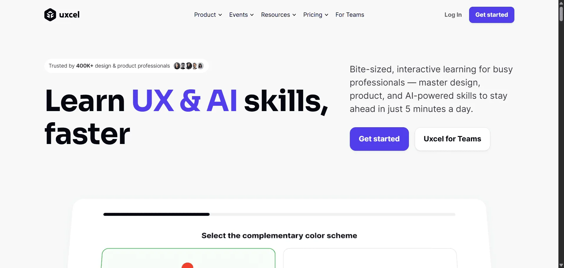 Master UX design without drowning in endless bootcamp debt or time-consuming video lectures through UX design learning Uxcel. Built for busy professionals, career changers, and design teams seeking measurable skill growth, this gamified platform combines bite-sized interactive lessons with AI-powered skill assessments so you can build real expertise in just 5 minutes daily and track your progress with personalized skill graphs, while professional certifications and portfolio feedback enable career advancement without sacrificing your current schedule or breaking the bank. This runs on a platform trusted by over 300,000 design professionals with a 4-star Trustpilot rating and proven 84% skill improvement rate within 3 months, ensuring every learning session delivers practical knowledge, maintains engagement through proven gamification techniques, and transforms your design capabilities from beginner uncertainty into confident professional competence that employers actually recognize and value.