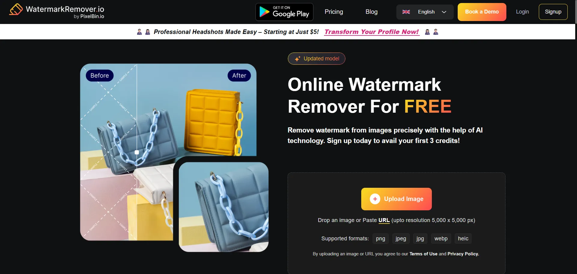 AI tool that removes watermarks from images for free.